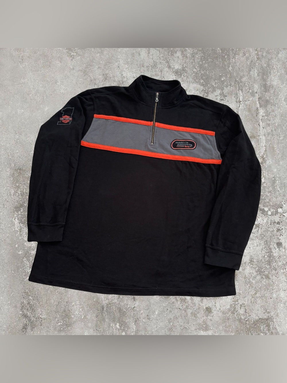 Harley Davidson Motorcycles Racing Quarter Zip Fleece Pullover Sweater